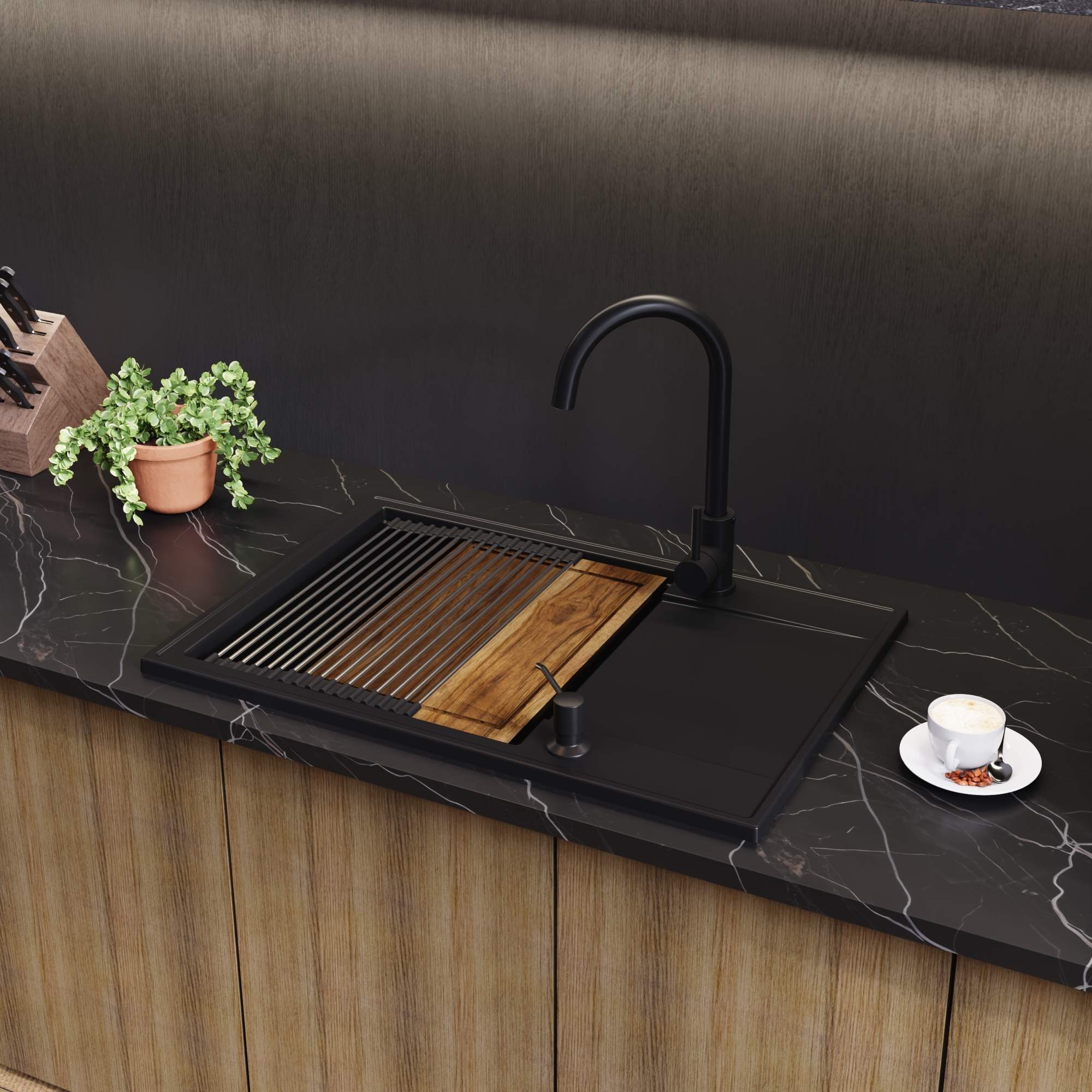 Zlew SINK 55 1KDO z dedykowaną ociekarką i deską